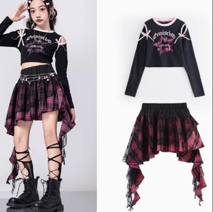 キッズダンス衣装 女の子向け個性派ダンス衣装上下セット