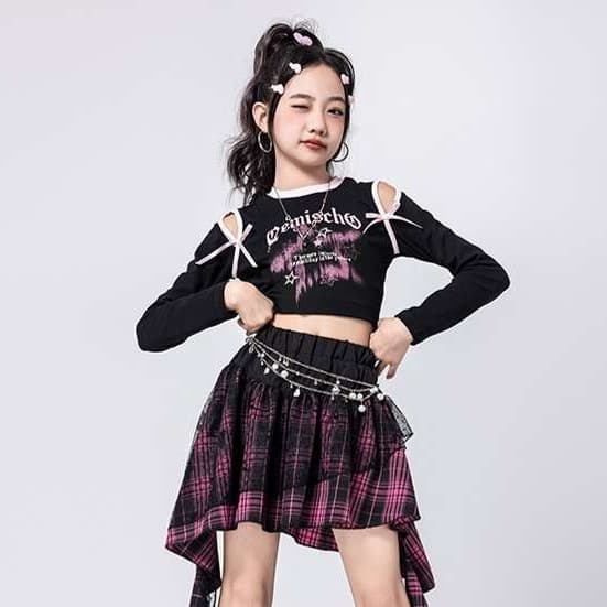 キッズダンス衣装 女の子向け個性派ダンス衣装上下セット