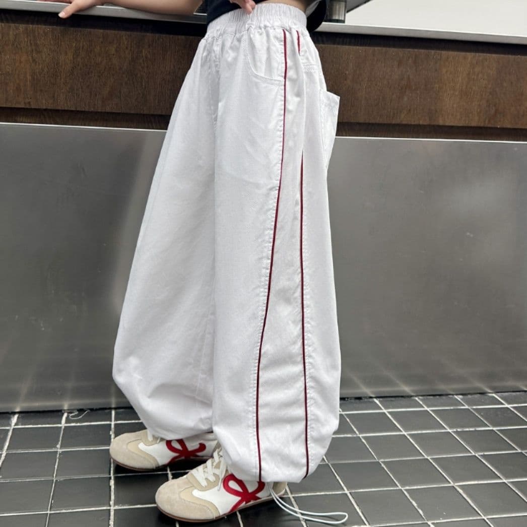 ダンス衣装 サイドライン入りゆったりワイドパンツ