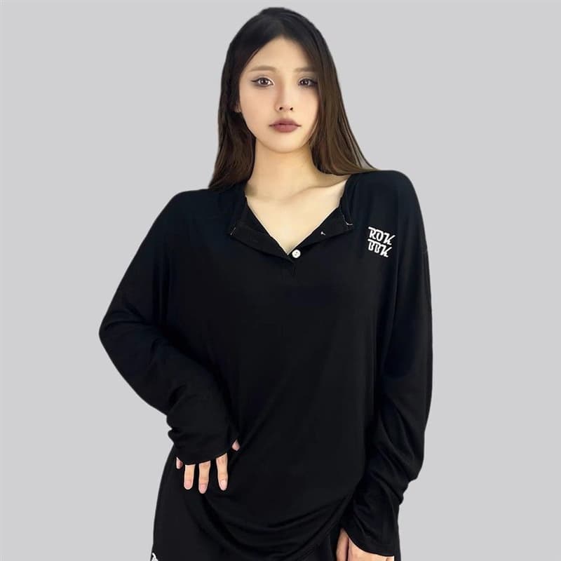 ダンス衣装 襟付き長袖ゆったりダンストップス