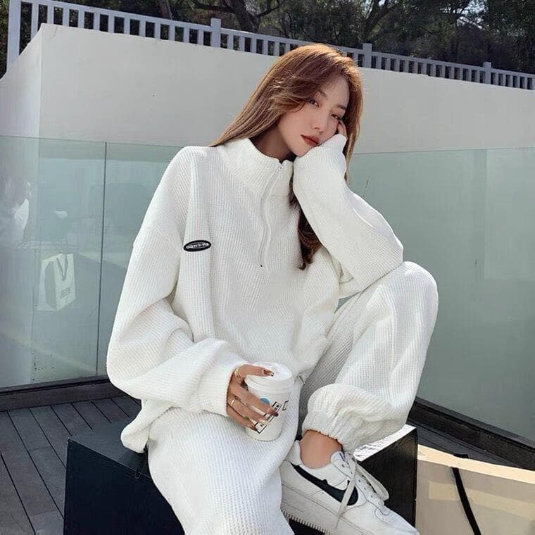 ダンス衣装 ワッフル素材ゆったりシルエット上下セットアップ