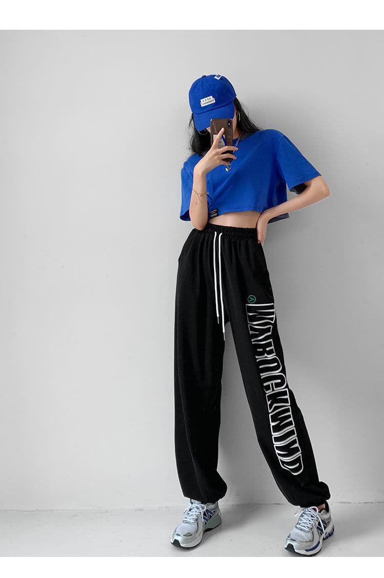 ダンス衣装 サイドロゴ入りゆったりストリート系スウェットパンツ