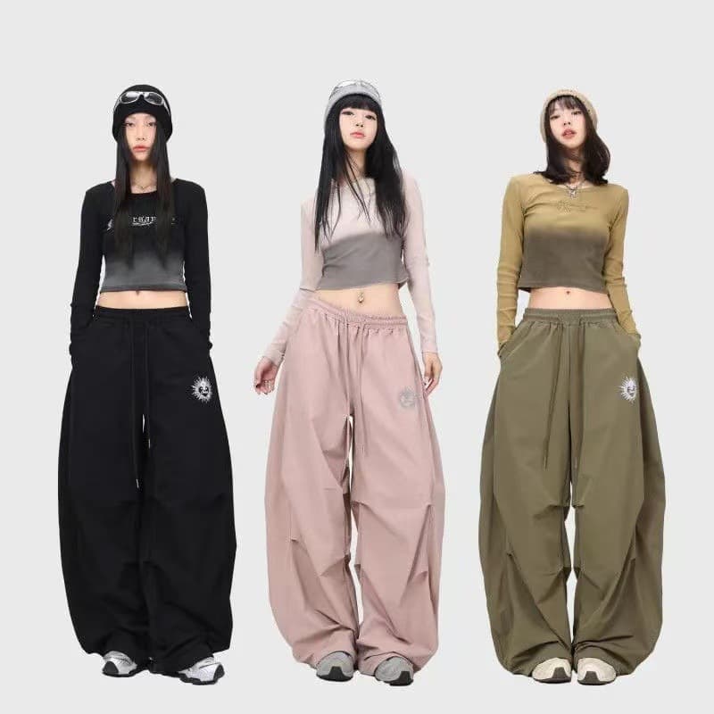 ダンス衣装 太陽刺繍入りワイドバルーンパンツ