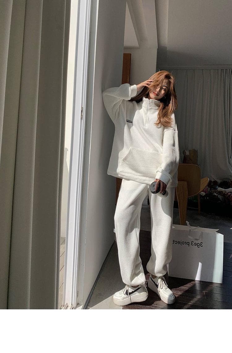 ダンス衣装 ワッフル素材ゆったりシルエット上下セットアップ