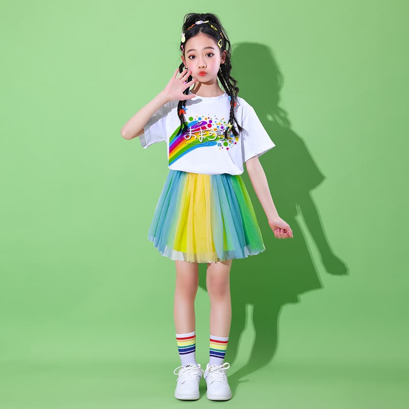 キッズダンス衣装 虹と音符 発表会セット