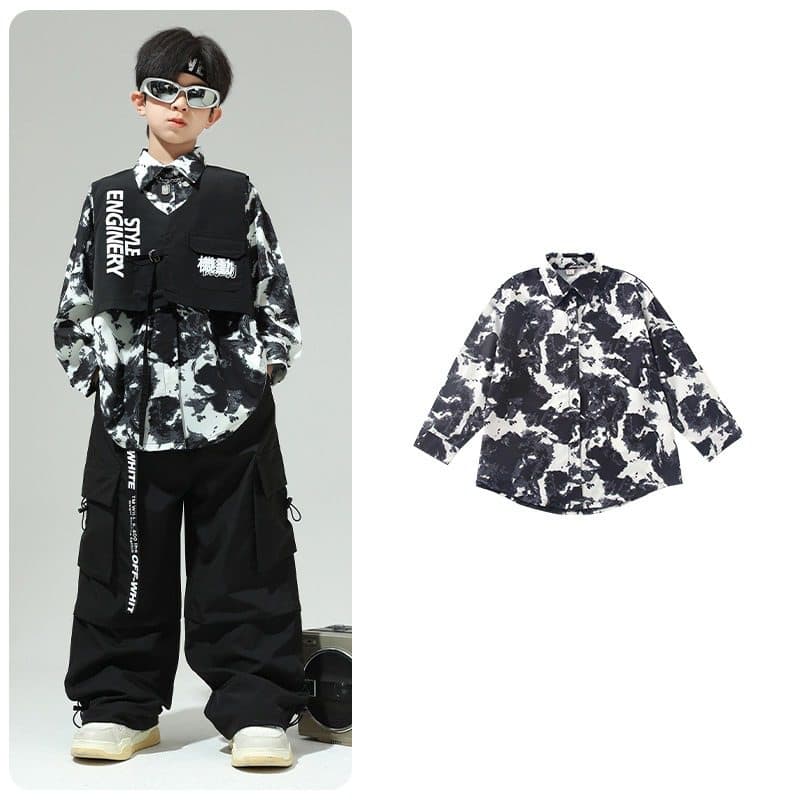 キッズダンス衣装 子供用迷彩柄ヒップホップダンス衣装セット