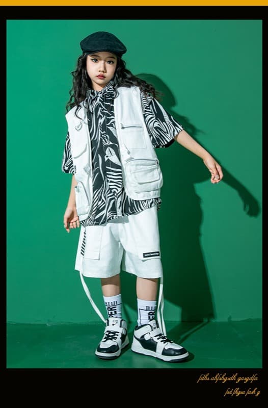 キッズダンス衣装 キッズ ヒップホップ ダンス衣装 セットアップ ゼブラ柄