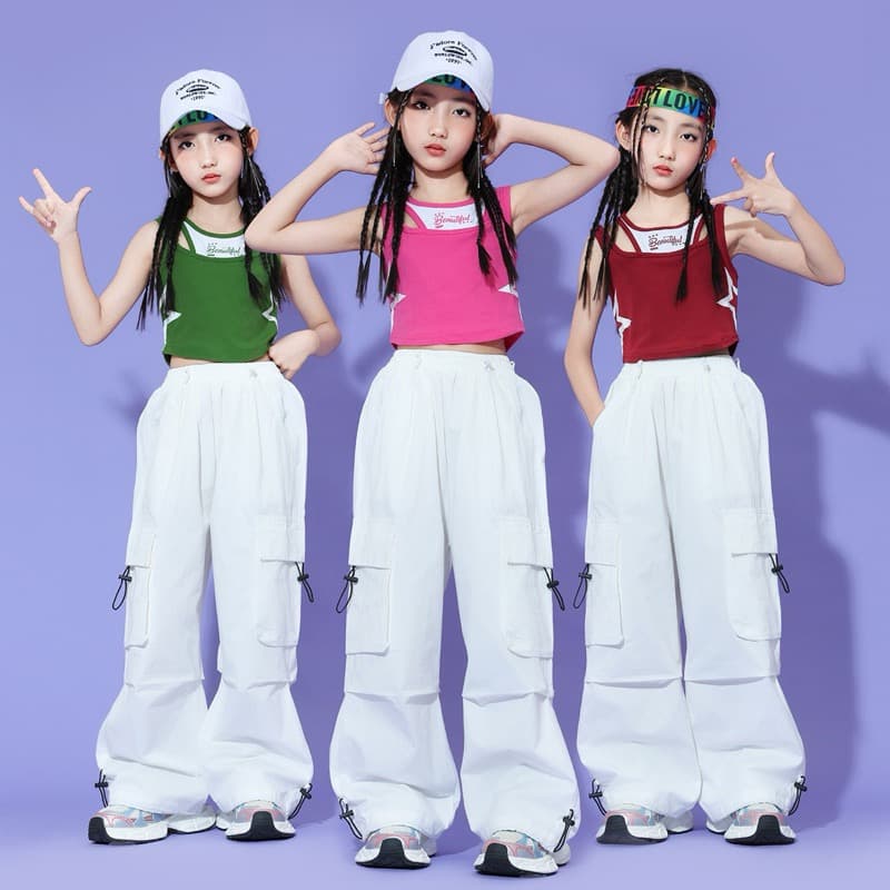 キッズダンス衣装 子供用ダンス衣装 タンクトップとワイドパンツのセット
