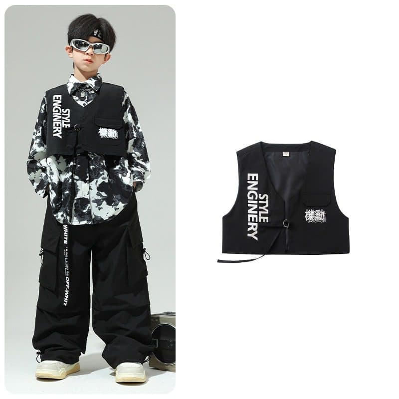 キッズダンス衣装 子供用迷彩柄ヒップホップダンス衣装セット