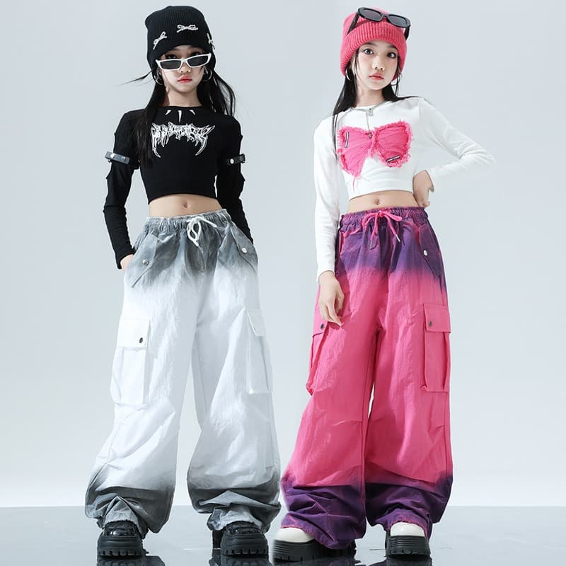 キッズダンス衣装 女の子ダンス衣装セット ヒップホップ風グラデーション