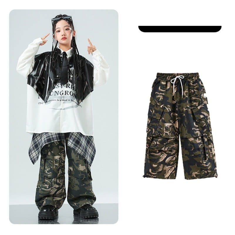 キッズダンス衣装 迷彩柄セットアップ ヒップホップ