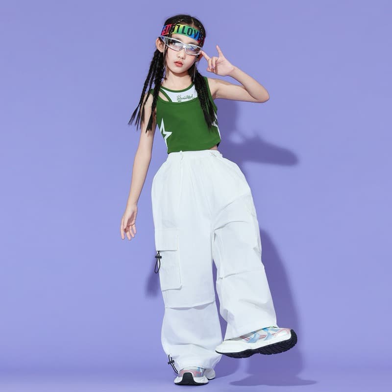 キッズダンス衣装 子供用ダンス衣装 タンクトップとワイドパンツのセット