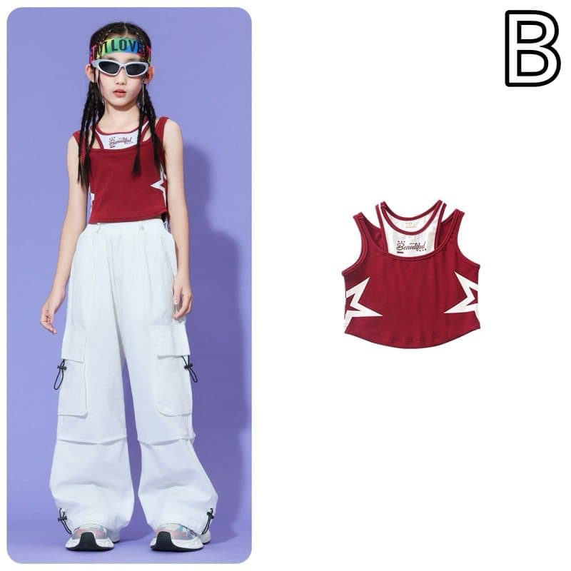 キッズダンス衣装 子供用ダンス衣装 タンクトップとワイドパンツのセット