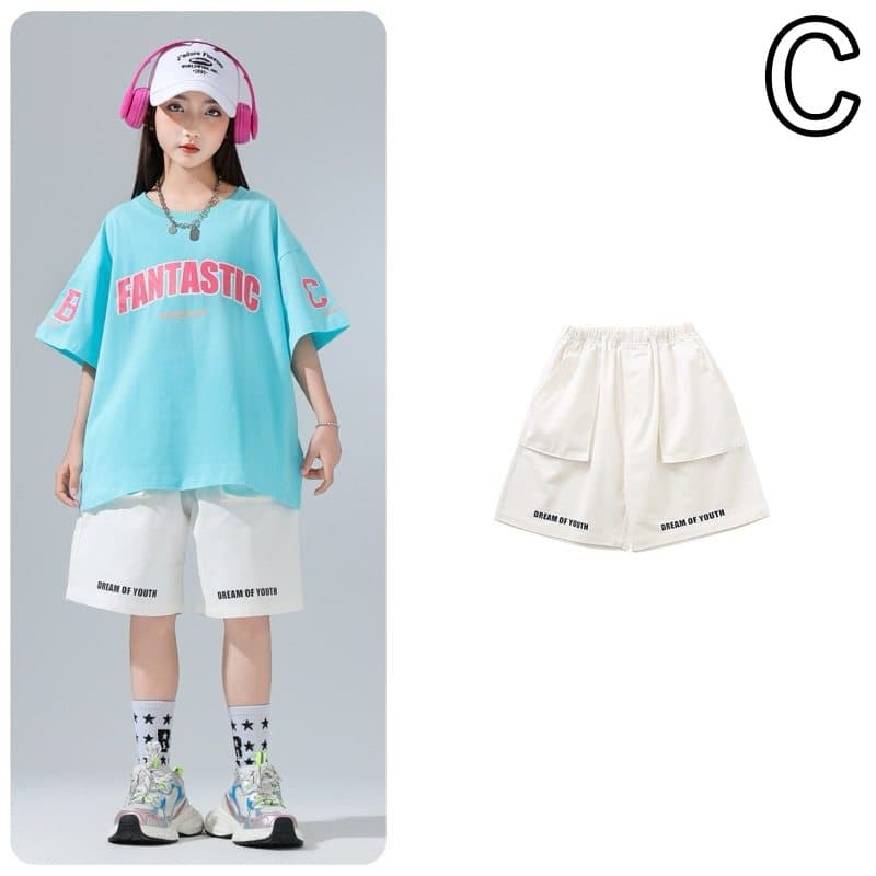 キッズダンス衣装 子供用ヒップホップダンス衣装セット ベスト・Tシャツ・ハーフパンツ