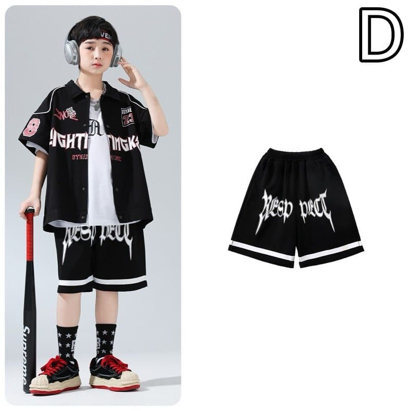 キッズダンス衣装 キッズヒップホップダンス衣装セットアップ黒