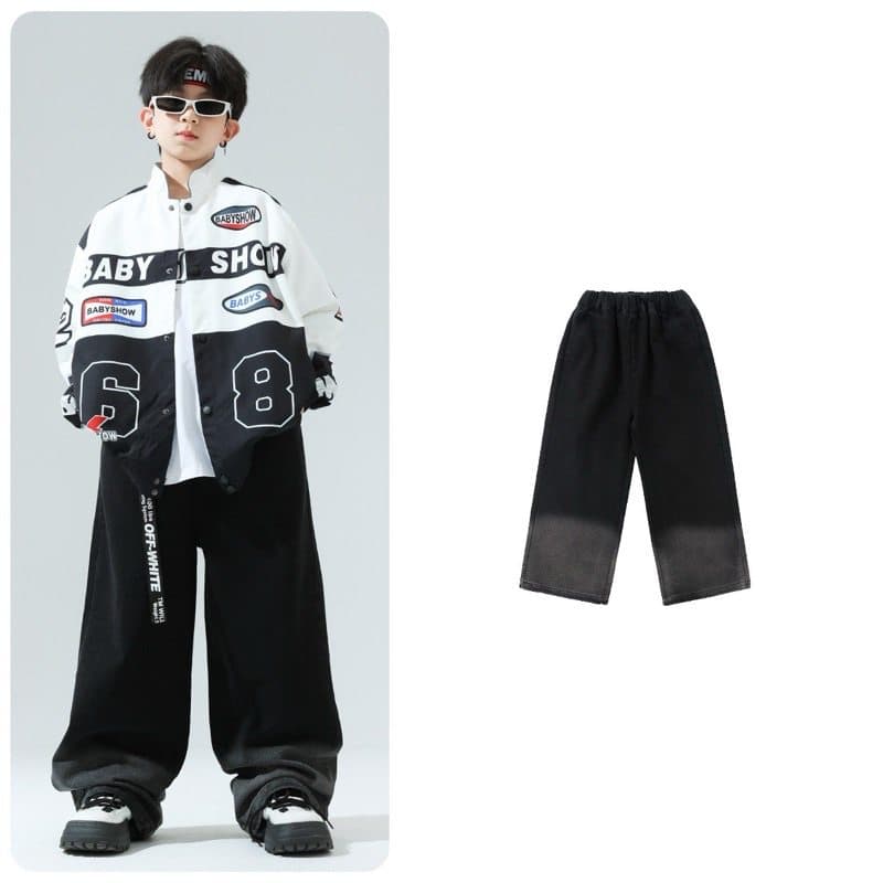 キッズダンス衣装 子供用ヒップホップダンス衣装セット 白黒ジャケット パンツ