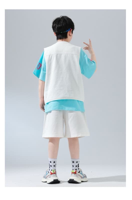 キッズダンス衣装 子供用ヒップホップダンス衣装セット ベスト・Tシャツ・ハーフパンツ