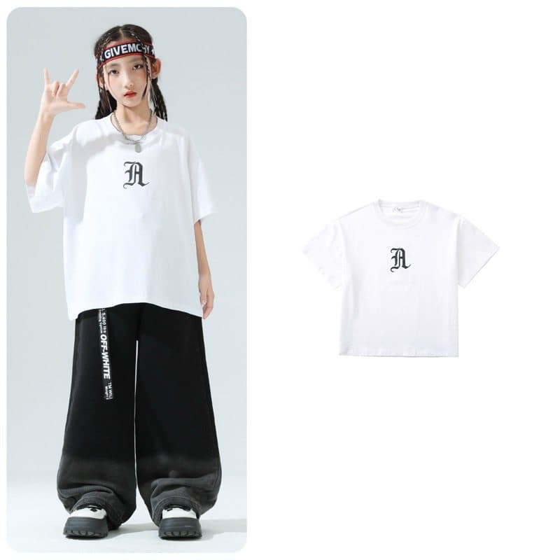 キッズダンス衣装 子供用ヒップホップダンス衣装セット 白黒ジャケット パンツ