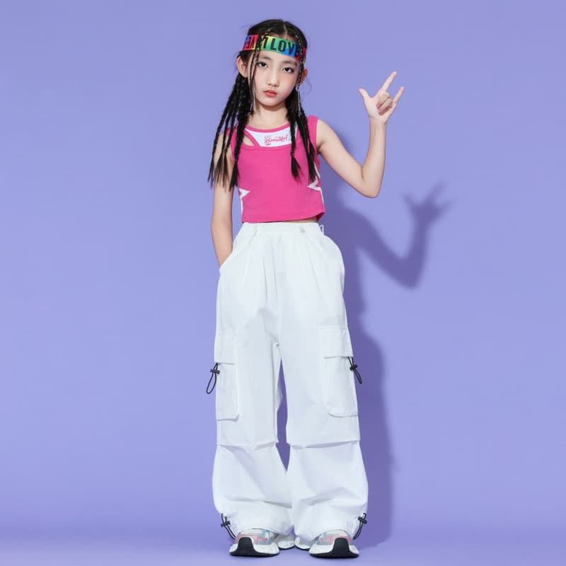 キッズダンス衣装 子供用ダンス衣装 タンクトップとワイドパンツのセット