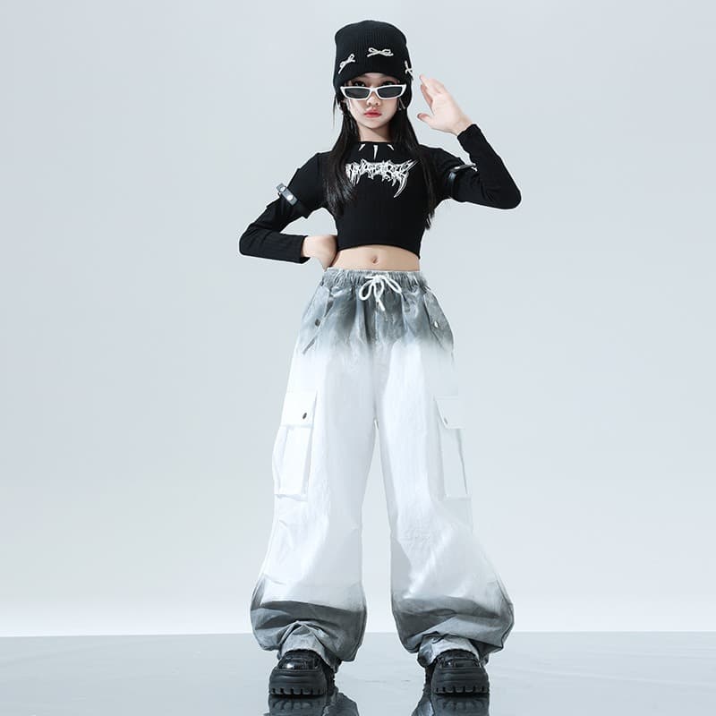 キッズダンス衣装 女の子ダンス衣装セット ヒップホップ風グラデーション