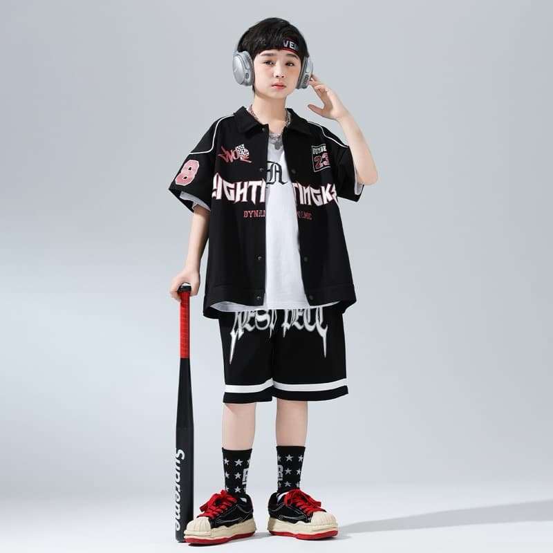 キッズダンス衣装 キッズヒップホップダンス衣装セットアップ黒