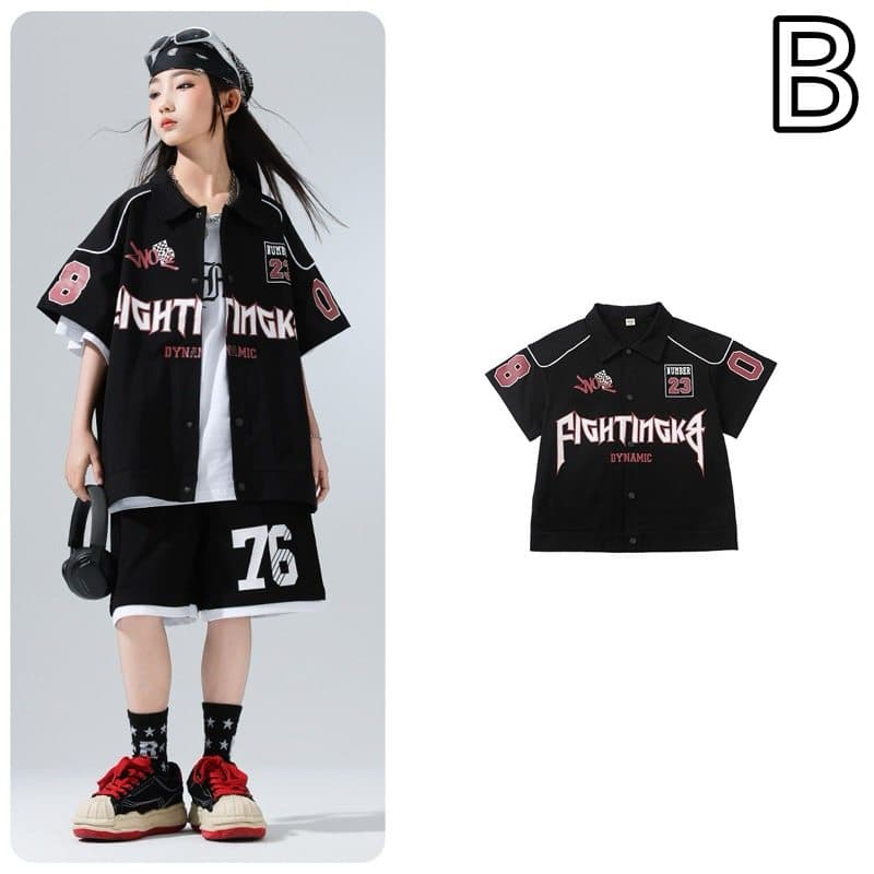 キッズダンス衣装 キッズヒップホップダンス衣装セットアップ黒