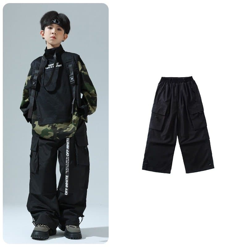 キッズダンス衣装 子供用迷彩柄ヒップホップダンス衣装セット